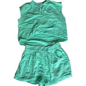 Womens Outfit Size Medium Teal Light Beach Resortwear Summer Party Fun Vacation